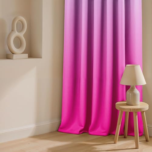 Image of Ultimate Trends Room Darkening Ombre Curtain | Polyester Gradient | Room Doors and Window| 8 FEET Pack of 1,Misty Fuchsia