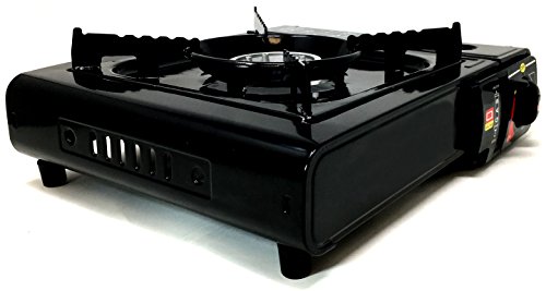 Unique Imports Portable Outdoor Camping Butane Gas Stove, Full Stainless Steel Body with Electronic Ignition and Carrying Case