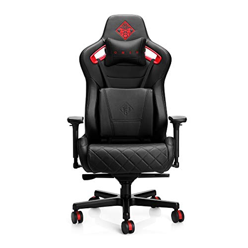 OMEN Citadel Gaming Stuhl (Bürostuhl, Schreibtischstuhl, höhenverstellbar, Lendenkissen, Kopfkissen, 4D verstellbare Armlehnen) schwarz / rot