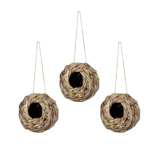 LOVIVER 3pcs Bird Nest Habitat Handmade Handsbird Hummingbird Houses Birgurons tissés pour Le Jardin de pelouse Decorative à l'extérieur