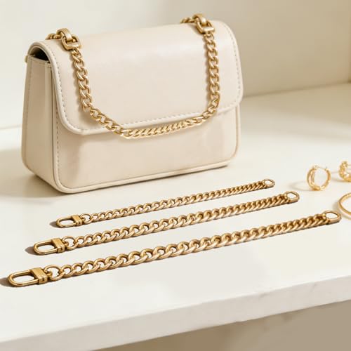 3 peças de corrente para bolsa, alças de corrente dourada de metal torcido, acessórios para bolsa de ombro e transversal, 20 cm/40 cm/60 cm, tamanhos diferentes para bolsa DIY, clutch e bolsas