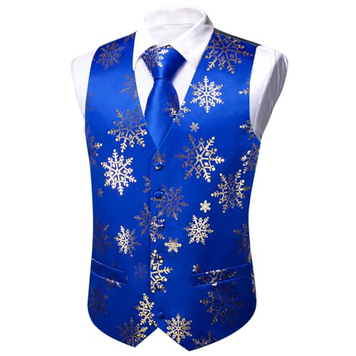 Image of Barry.Wang Mens Red /Green Christmas Suit Vest Holiday Xmas Waistcoat Tie Set Party Tuxedo