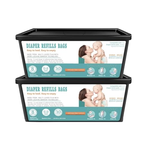 Image of Diaper Pail Easy Roll Refill Bags, Compatible with Ge Easy Roll Signature Diaper Pail and Platinum Diape r P ail, Lasts Up to 8 Months,7-Layer Odor-Barrier Technology, 30 bags per pack (Pack of 2)