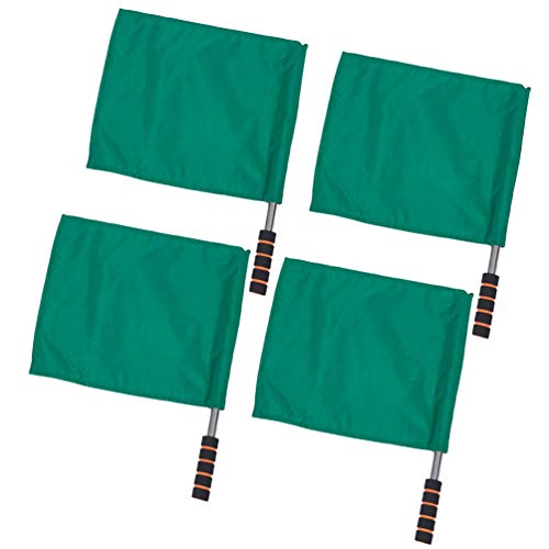Sewroro 4pcs Sports Linesman Flags Referee Flag Flag Track and Field Events Match Training Flags with Stainless Steel Pole Stick (Green) - Thumbnail 6