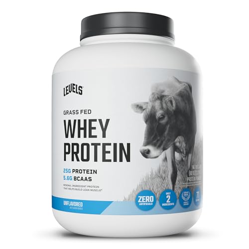 Levels Grass Fed Whey Protein Powder, No Artificials, 25G of Protein, Unflavored, 5LB