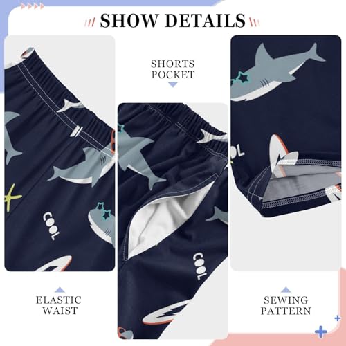Cool Shark Starfish Boys Long Pants Soft Trousers Elastic Waist Kids Lounge Bottoms with Pockets S-XL4