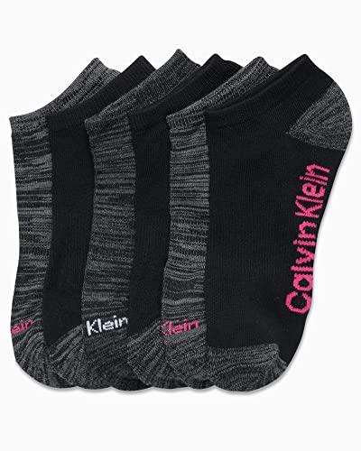 Image of Calvin Klein Womens No Show Socks - 6 Pack Breathable Cotton Blend Athletic Performance Low Cut Running Socks for Women