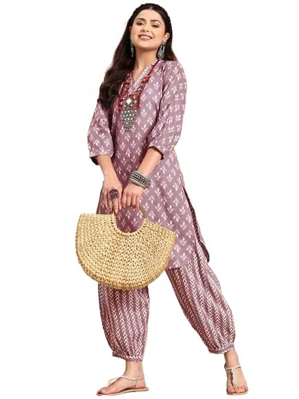 Women's Cotton Blend Printed Kurta Set