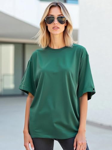 Image of Bewakoof Women's Solid Oversized Fit Half Sleeve Round Neck Cotton Jersey T-Shirt