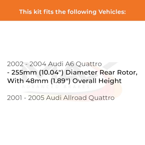 Image of Max Advanced Brakes Rear Brake Kit Compatible With 2001-2004 2005 Allroad Quattro A6 Quattro w /10.04 inch Rr Rotor Replacement Premium OE Disc Brake Rotors and Ceramic Brake Pads