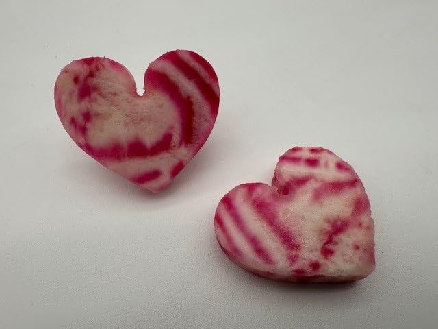 Candy Stripe Beet Heart - Fresh Vegetables Carved into Hearts, Avg. 5 Lb Case (80 Pieces), Perfect for Valentine's Day and Gourmet Dishes