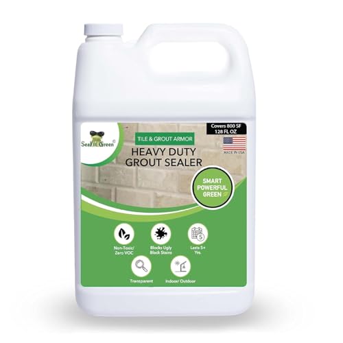 Seal It Green Xtreme Heavy Duty Professional Grout Sealer-Breathe Easy, Stain Block Technology. Odorless, Non-Toxic, Zero VOC-Seals & Protects. Lasts 5+ Yrs. 800+ SF Coverage