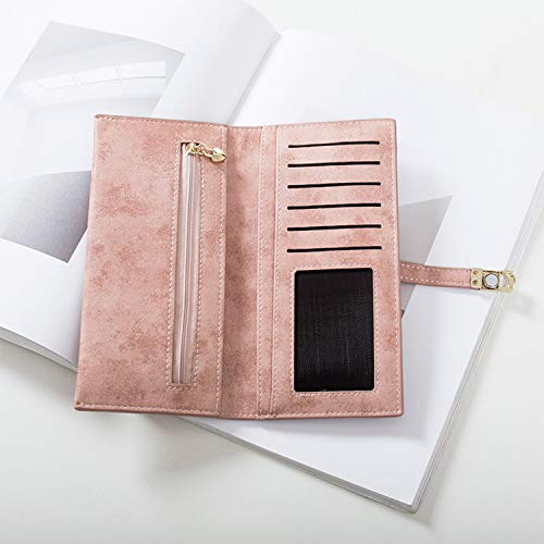 Aoxonel Womens Slim Wallet Rfid Ladies Wallets Long Bifold Thin Skinny,Magnetic Closure (Pink) #TOP7