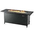 LEGACY HEATING 57 Inch Propane Fire Pit Table, 50000BTU Outdoor Gas Fire Pit, 2 in 1 Rectangular Firepit w/Lid, Glass Beads, ETL Certified for Gatherings on Garden Backyard, Black