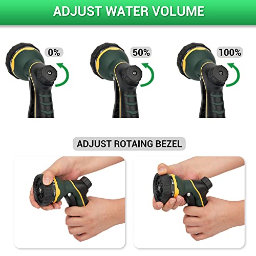 NGreen Garden Hose Sprayer Nozzle - Water Spray with 8 Adjustable Patterns, Impact Resistant and Non-Slip for Watering Plants, Pets Bathing and Cleaning,Car Washing (Green) by NGreen - Image 6