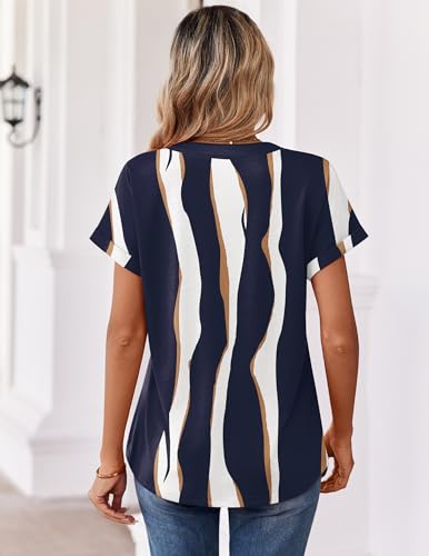 Image of Zeagoo Womens Tops Short Sleeve Summer V Neck Shirts Work Blouses Business Outfits Fashion Clothing