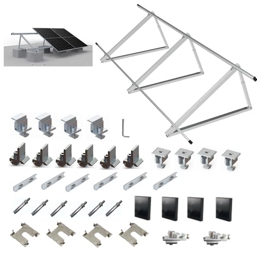 Image of CMYYANGLIN Solar Panel Mounting Brackets Kit System Adjustable 30º~45º Aluminum Alloy Tilt Ground Mounted Bracket Rust Free Sturdy for 1-4pcs Solar Panels
