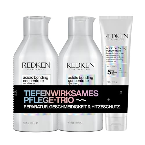 Redken Pflegeset mit Shampoo, Conditioner & Haarlotion, Konzentrierte All-In-One Formel gegen Farbverlust, Acidic Bonding Concentrate