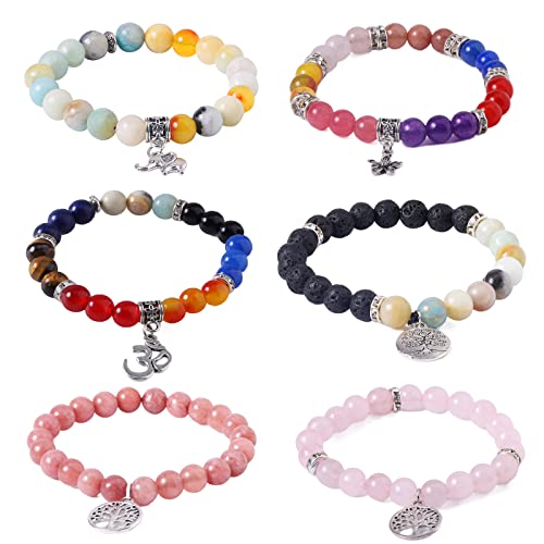 Nenjing 504pcs Chakra Beads Lava Bead,8mm Natural Semi Precious Stone Beads Kits Threading Loose Bracelet Bead Adult Craft Jewelry Bracelets Kits with Gift Bags - Image 3