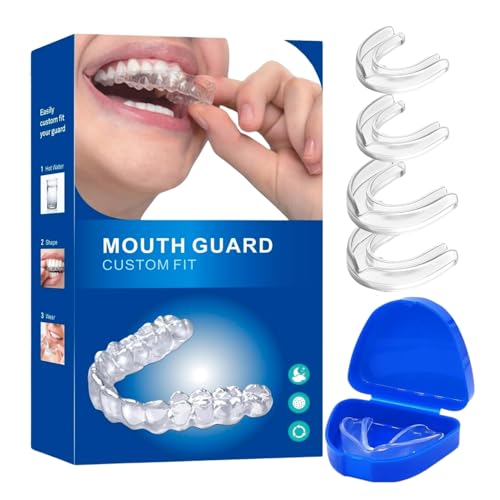 Ferula Descarga Bruxismo 4 Piezas 2 Tamaños, Bruxismo Dental Noche, Ferula Antironquidos, Protector Bucal para Dormir, Prevención del Rechinar de Dientes y los Ronquidos