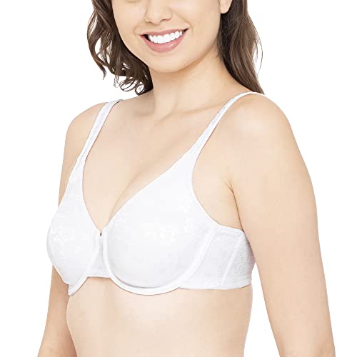Image of Enamor Plunge Neck, Power Jacquard Lift, Women's Everyday Cotton-Rich Lined Full Support Minimizer Bra - All Day Comfort, Non-Padded, Wired, High-Coverage - F135