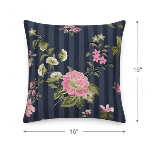 Image of Clasiko 16x16 Cushion Covers - Set of 5 Soft Cotton-Feel Decorative Pillow Covers | Midnight Garden, Flap Closure, Perfect for Sofa & Living Room