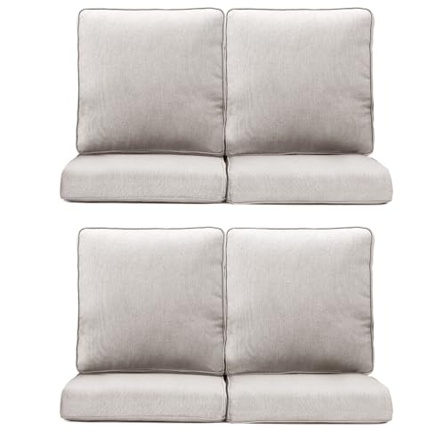 Patio Chair Cushions 4 Packs - Outside High Back Thick Water-Resistant Cushion 22x24 with Zipper Cover for Outdoor Glider Rocking Chairs Loveseat Couch  Beige/Regular