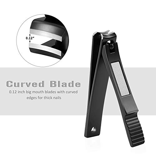 Nail Clippers Set, Ultra Sharp Fingernail and Toenail Clipper Cutters with Visibly Tin Case by HAWATOUR - Black