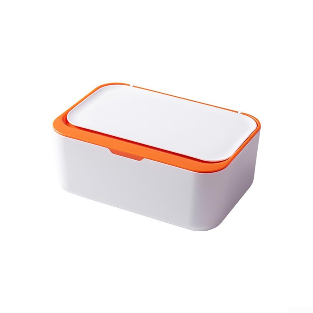 Plastic Wipes Dispenser Box With Lid Baby Wet Tissue Storage Case Container For Bathroom Kitchen Living Room Car Office Hotel Restaurant(Orange)