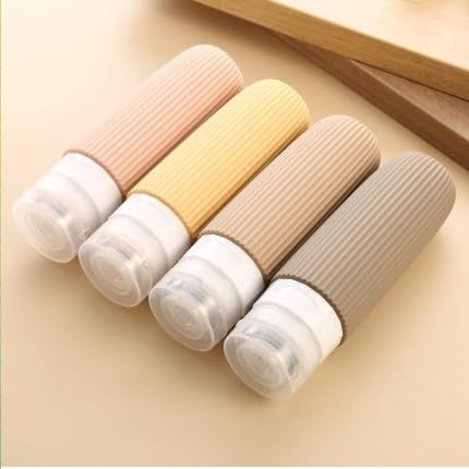 megika travel bottles kit for toiletries organizer bpa free 90ml silicone size containers portable split bottle accessories for conditioner shampoo lotion - 4 pack, multicolor