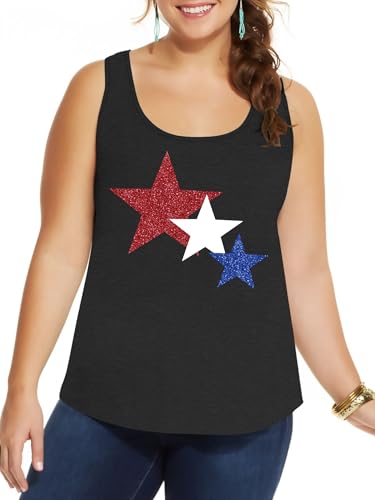 Image of Ithalt Plus Size 4th of July Tops for Women American Flag Tank Tops USA Patriotic Shirts Red White and Blue Sleeveless