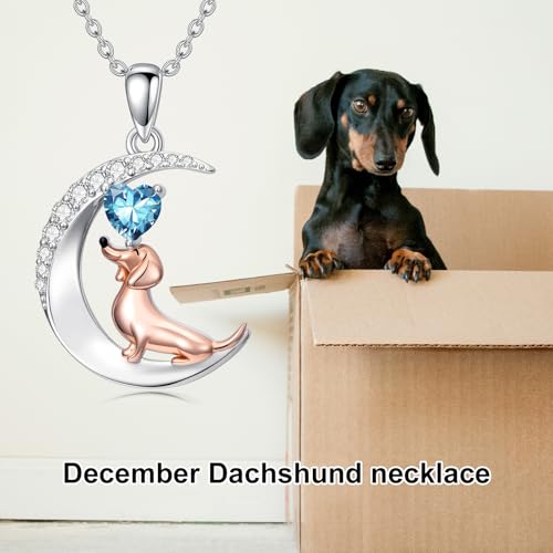 Image of PROESS Animal Birthstone Necklace 925 Sterling Silver Otter /Axolotl /Hippo /Elephant /Dachshund /Monkey /Red Panda Pendant Necklace Animal Birthstone Jewelry Gifts for Women