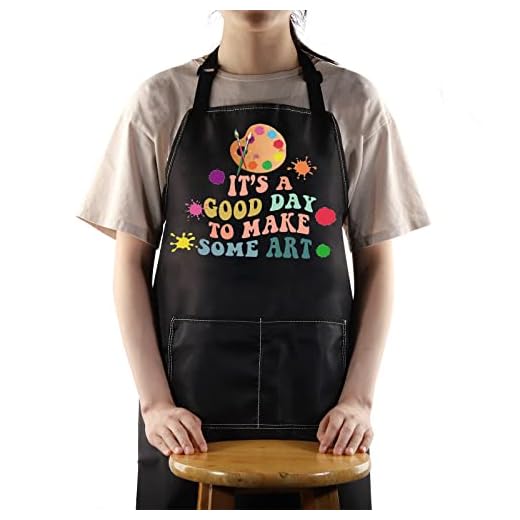 WZMPA Delantal de pintores con bolsillos, regalo para profesores de arte, es un buen día para hacer arte, delantal ajustable para estudiantes amantes del arte, hacer delantal de arte Bl