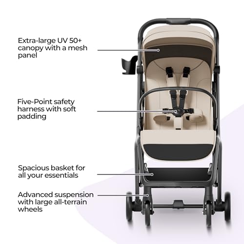 MAMA & BABY Packa Travel Stroller with One-Hand Automatic Folding, Ultra-Compact & Lie-Flat Mode, Lightweight baby Stroller with Large UPF 50+ Canopy, Backrest Mesh Ventilation Panel - Image 6