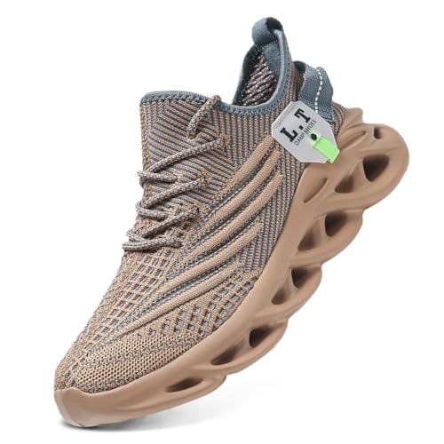 Men Running Shoes Men's Tennis Shoes Lightweight Breathable Fashion Sneakers Non Slip Workout Gym Shoe for Running Brown Size US 11