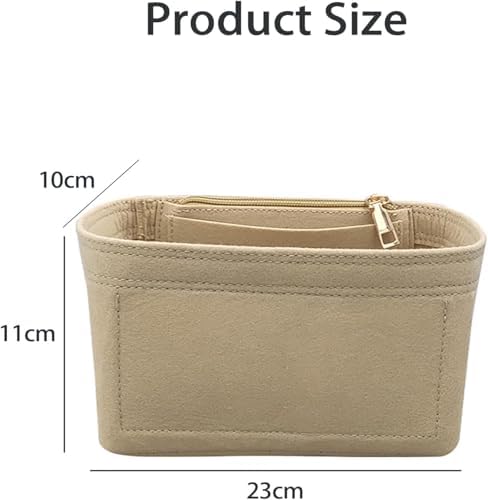 Aputue Kozmetik çantası, 6 bölmeli doğal kumaş cüzdan organizatörü, solmayan malzeme, çanta içi düzenleyici, makyaj malzemeleri, telefon, gözlük gibi eşyalarınızı saklamak için ideal (Bej) - Görsel 3