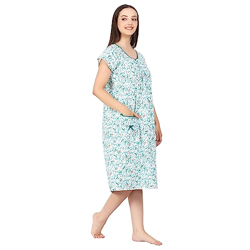 Breezly Woman's Long Short Calf Length Pure Cotton Nighty Multicolour - Image 5