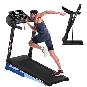 Laufhome Folding Treadmill Home, Motorized Jogging Running Machine, 3 Levels Manual Incline,Running Belt 110 * 40cm, Bluetooth & Multi-functional Display & Heart-rate Sensor, 95% Pre-assembled
