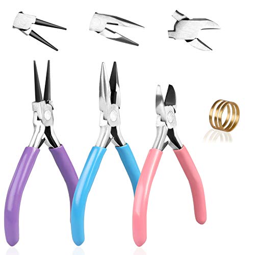 Jewelry Pliers - Reastar 3 PCS Pliers for Jewelry Making, Jewelry Making Tools Includes Needle Nose Pliers, Round Nose Pliers and Wire Cutters, with Jump Ring Opener - for Crafting Jewelry Making