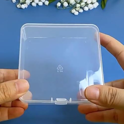 Image of 12 Pieces Square Empty Mini Clear Plastic Storage Containers (3.62 x 3.62 x 1.5 inch) with Lids for Tiny Items and Other Craft Projects