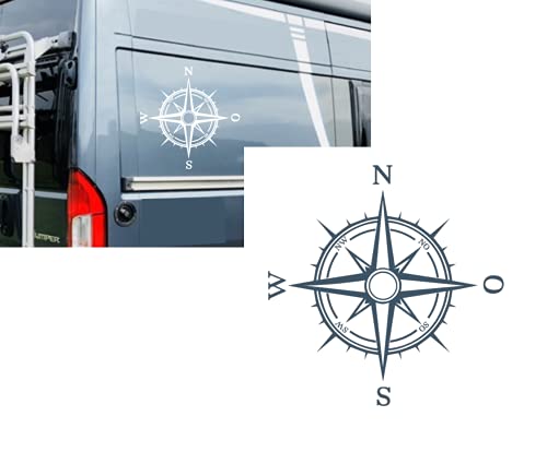 Autocollant boussole silhouette sticker carrosserie voiture gris mat 60cm