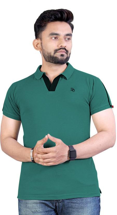 Image of Men's Half Sleeve Soild Casual Regular Fit T-Shirt | Polo Tshirt for Men Green