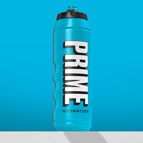 Image of PRIME 32 oz Blue Squeeze Sports Water Bottle, BPA Free, Dishwasher Safe, Easy-Grip Ergonomic Leakproof Design, Fast Hydration for Gym, Cycling, Running