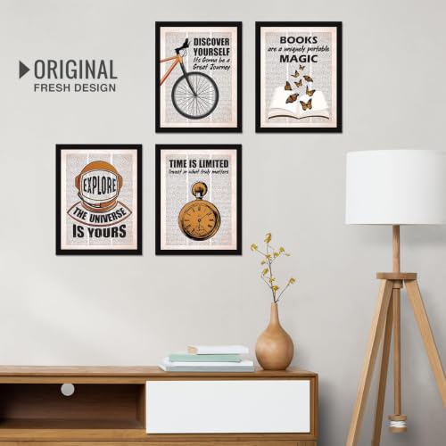 Image of Chaka Chaundh - Motivational Quote Frames - Inspirational Wall Quotes for OFFICE, STUDENT, STUDY ROOM - (14 X 11 Inches - Set of 4) (Vintage NewsPaper - Set of 4 - (14 X 11 Inches))