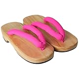 Wooden Thong Sandals Wooden Clogs Japanese Traditional Sandals (Deep Pink, Adult, Women, 4.5, Numeric, US Footwear Size System, Medium)