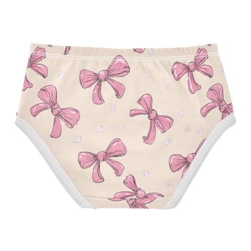 Wusikd Cute Pink Bows Ribbons (2) Girls' Underwear Cotton Girls Briefs Soft Toddler Underwear 2T2