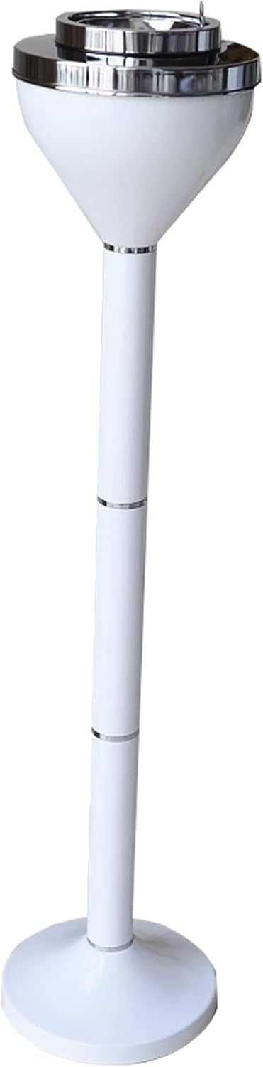 Standing Outdoor Ashtray, Outside Ash Tray for Cigarette Butt Receptacle Disposal, Smokers Cigarette Butt Disposal with Lid, for Living Room, Office Building, Office(White,80.5cm/31.7in)