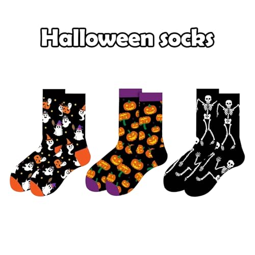 CBMZHF 4 pieces, Halloween stockings, ghost pumpkin skull pattern, black orange, 19.5 centimeters long - Image 3