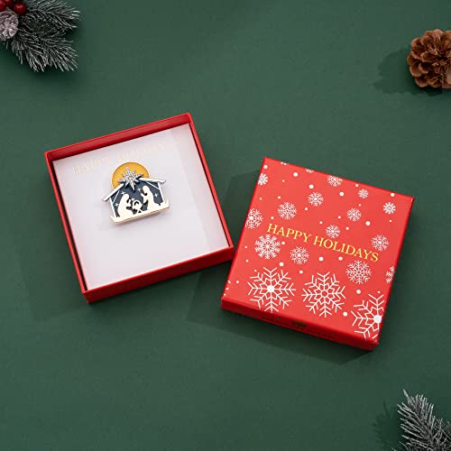 Madison Tyler Christmas Pin Brooch For Backpacks,Gold Rhinestone Epoxy Nativity Scene Pin,Pins Aesthetic Holiday Gifts For Friends And Kids. #TOP5