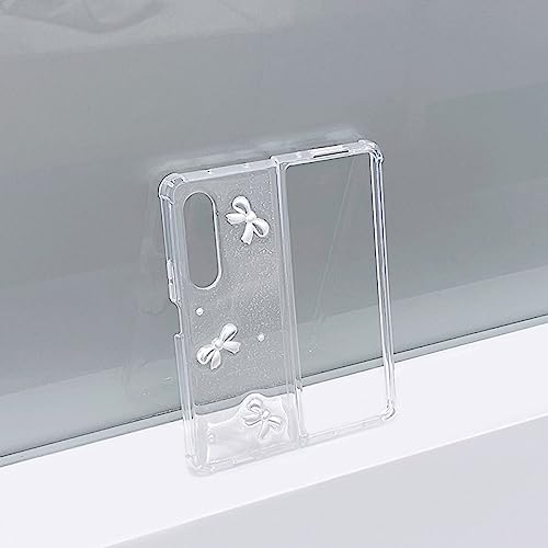 Coque Z Fold 4 luxe à perles et nœud papillon 3D strass